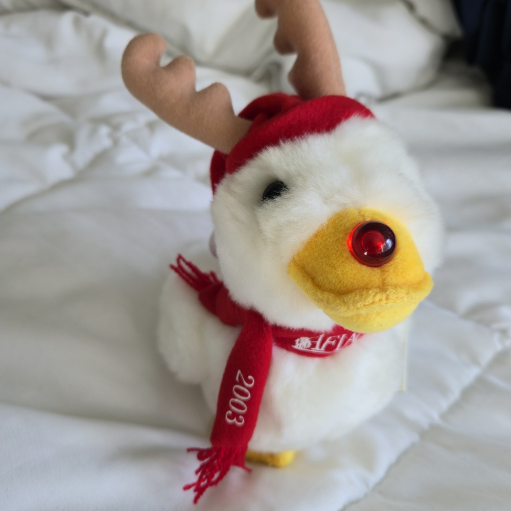 Macy's Festive Reindeer Duck Plush - Red and White